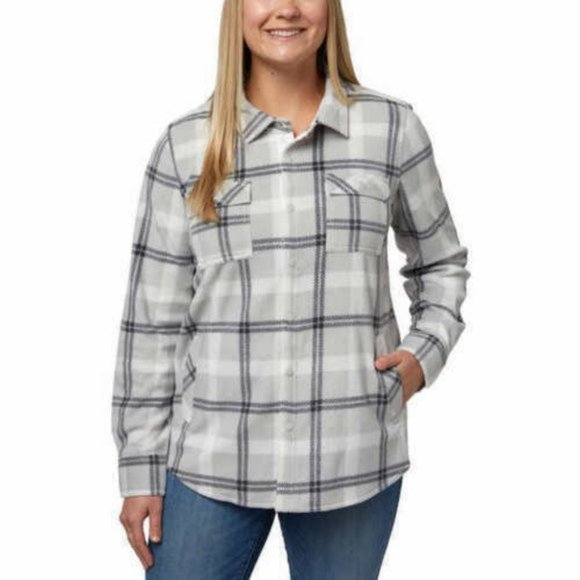 O'Neill Jackets & Blazers - O'Neill Womens plaid fleece shirt jacket--Grey
